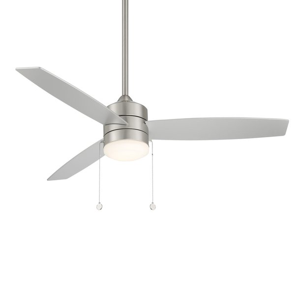 Wac Atlantis Indoor and Outdoor 3-Blade Pull Cha" Ceiling Fan 52" Brushed Nickel w/3000K LED Light Kit F-072L